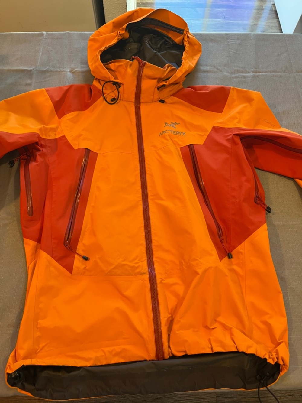 Arc'teryx Two-Tone Orange and Red Waterproof Shell Jacket
